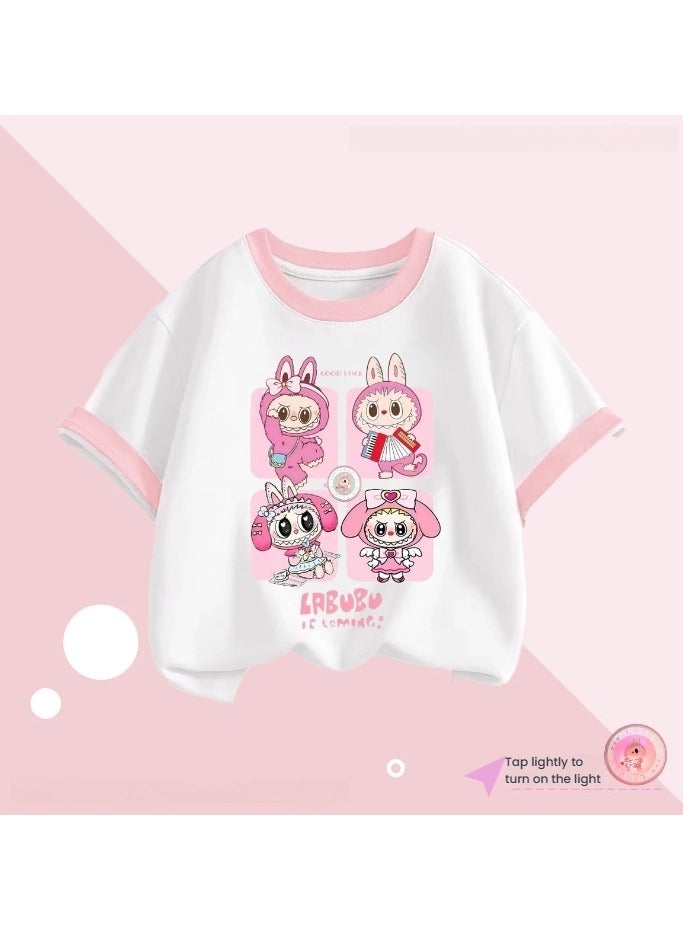 عام قميص تي قصير الأكمام للبنات من القطن، مناسب للصيف. يعد رأس ملابس الأطفال للبنات وسيصاحبك لفترة طويلة. - Image 1