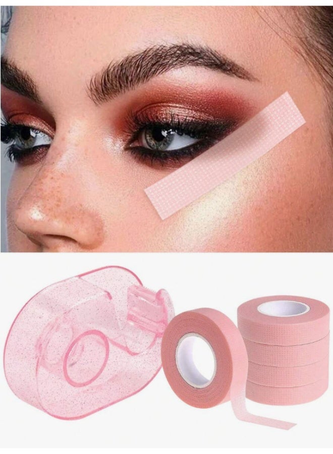 3Pcs Eye Makeup & Lash Tape Set - Includes 2 Breathable Tape Rolls & Cutter Dispenser - Tool for Eyeliner Guide & Eyelash Extensions