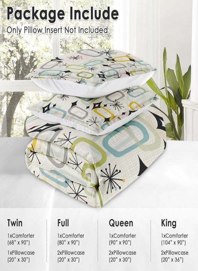 Nesphy Retro Mid Century Diamond Queen Comforter Set, Atomic Starburst Modern Bedding Set 3 Piece, All Season Soft Toddlers Children Adults Bedroom Bed Decoration Comforter and 2 Pillow Shams - Image 4