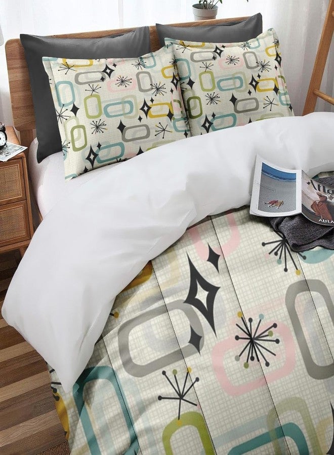 Nesphy Retro Mid Century Diamond Queen Comforter Set, Atomic Starburst Modern Bedding Set 3 Piece, All Season Soft Toddlers Children Adults Bedroom Bed Decoration Comforter and 2 Pillow Shams - Image 3