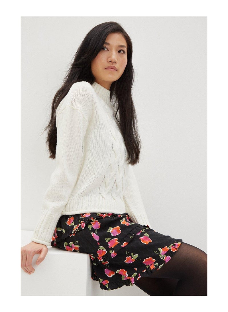 DOROTHY PERKINS - تنورة قصيرة حمراء مزينة بكشكشة - Image 1