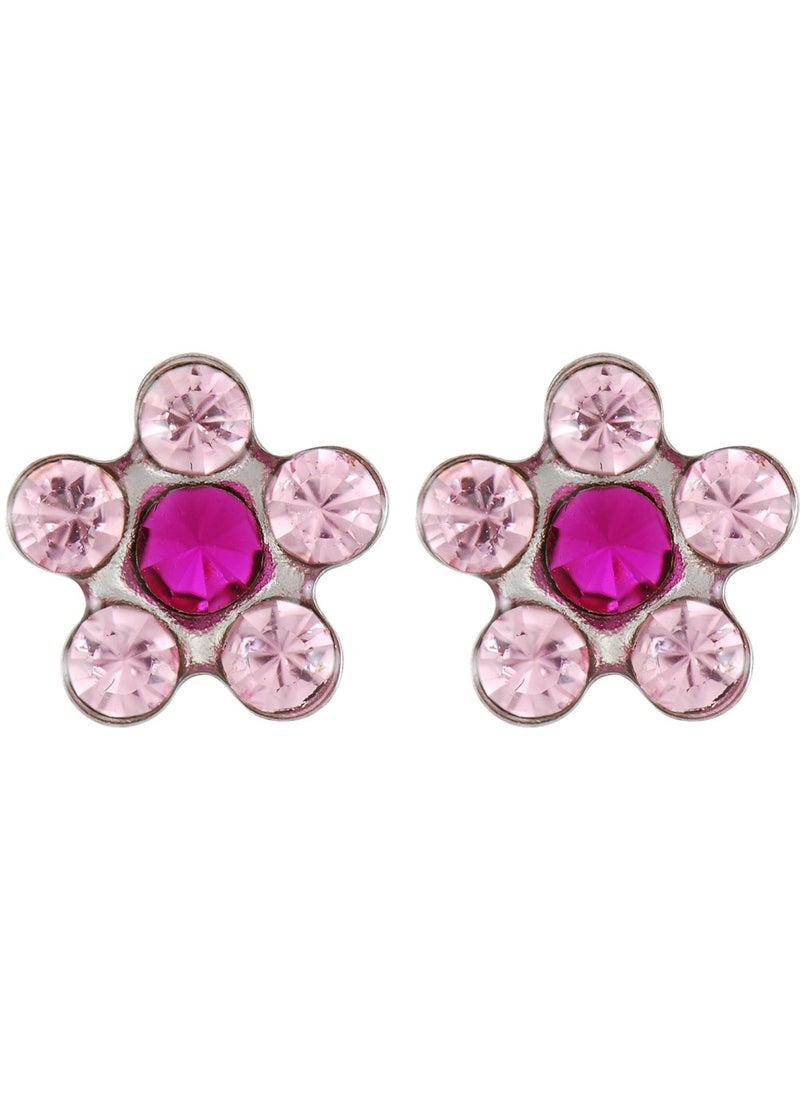 EAR GEAR Surgical Stainless steel 316L Earring Daisy LT. Rose/Fuchsia Made in USA  - Image 2