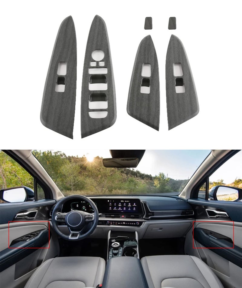 Kadore for 2023 2024 2025 Kia Sportage Hybrid SUV Peach Wood Style Center Console Interior Side Door Windows Lift Control Panel Frame Cover Trim LHD 6-pc - Image 1