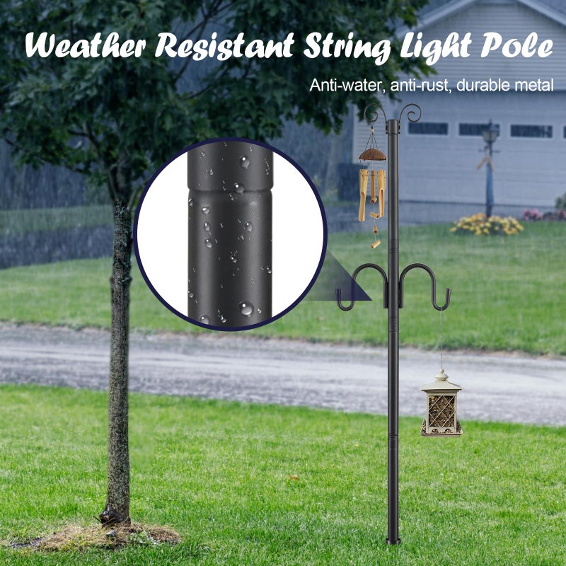 ETICSIPA 10FT String Light Poles, 1.5 Inch Heavy Duty Poles for Outdoor String Lights with Shepherd Hook, 2 in 1 Light Pole with Anchor for Garden Backyard Patio Bistro Cafe - Image 3