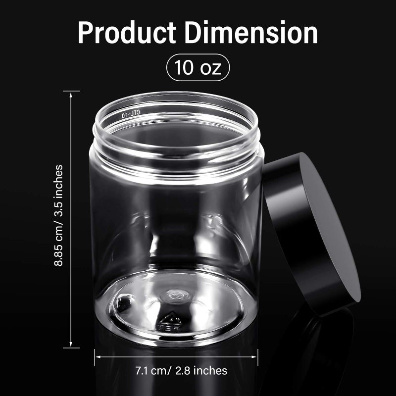 Patelai 4 Pieces Round Wide-mouth Leak Proof Plastic Container Jars with Lids for Travel Storage Makeup Beauty Products Face Creams Oils Salves Ointments DIY Making(10 Ounce,Black) - Image 2
