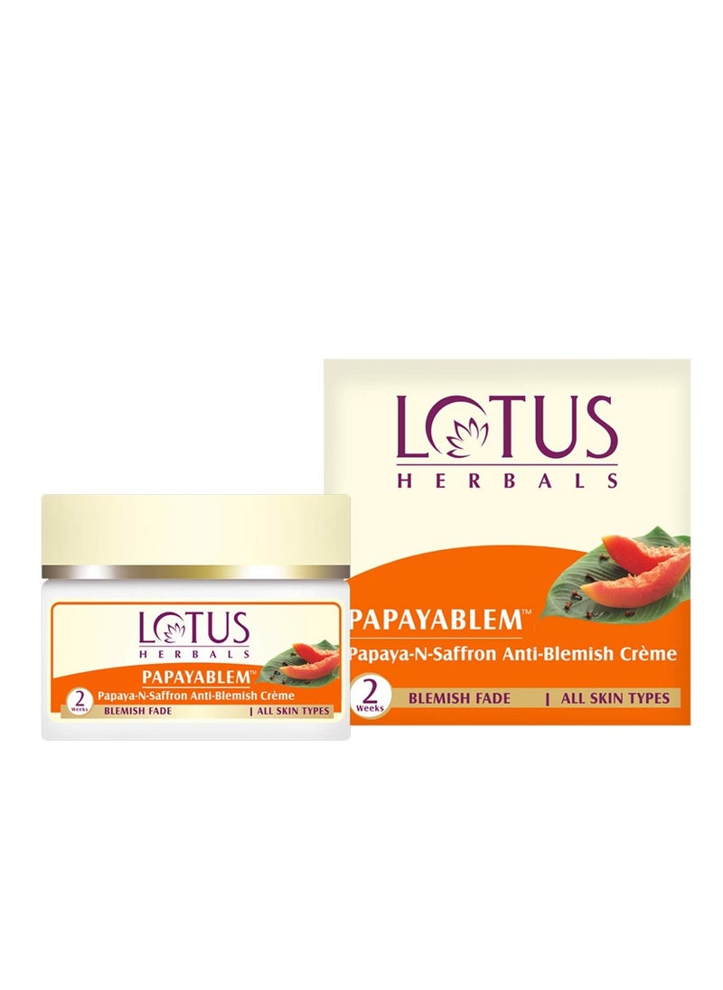 LOTUS HERBALS - Lotus Herbals Papayablem Papaya Saffron Anti Blemish Cream 50g - Image 1