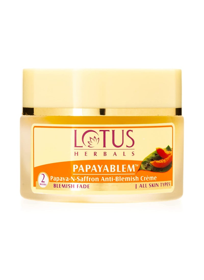 LOTUS HERBALS - Lotus Herbals Papayablem Papaya Saffron Anti Blemish Cream 50g - Image 1