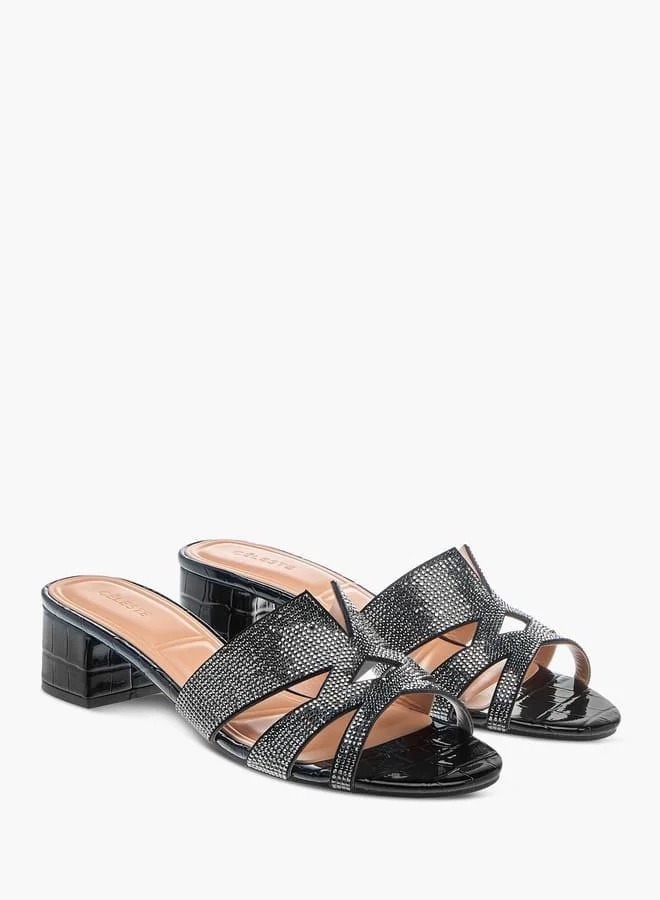 سيليست صنادل نسائية سهلة الارتداء بكعب عريض مزخرف