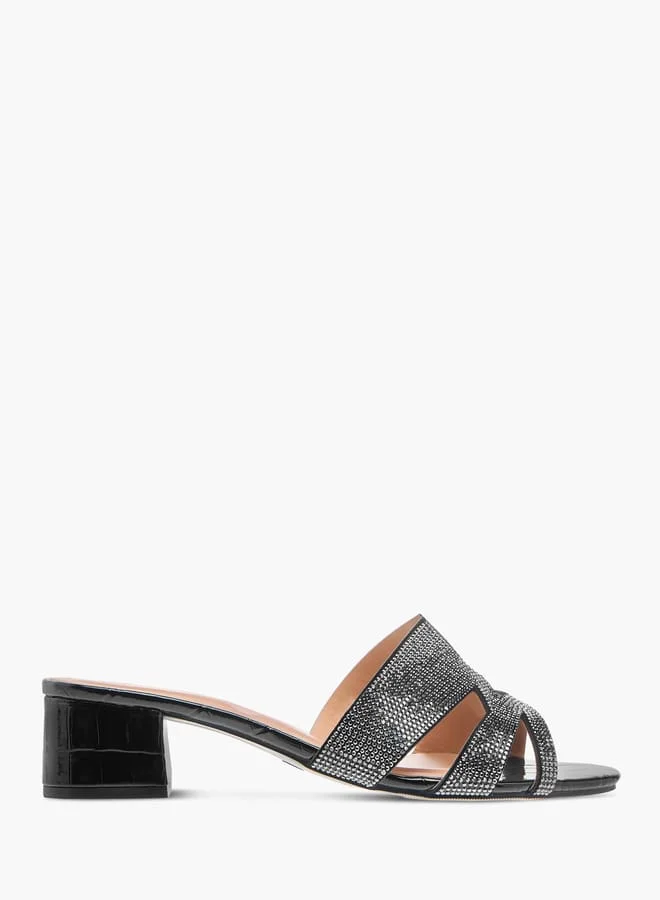 Celeste Womens Embellished Slip-On Sandals With Block Heels