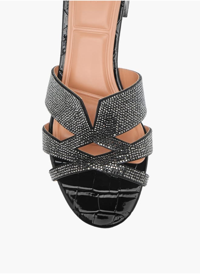 Celeste Womens Embellished Slip-On Sandals With Block Heels Ramadan Collection  - Image 4