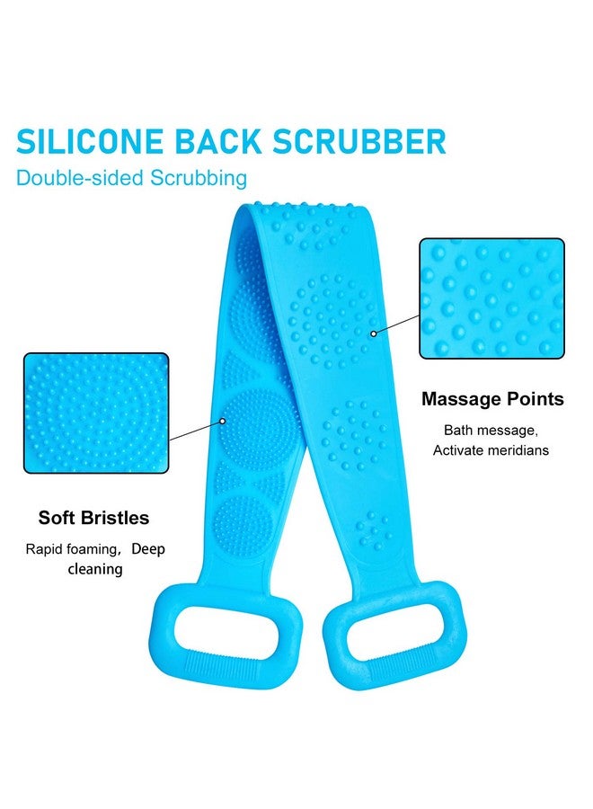 IVAAN Silicone Back Scrubber for Shower,Double-Sided Cleansing-exfoliating Silicone Body Scrubber,Lathers Well Comfortable Massage for Shower Shower Back Scrubber Silicone Body Scrubber (Blue) - Image 2