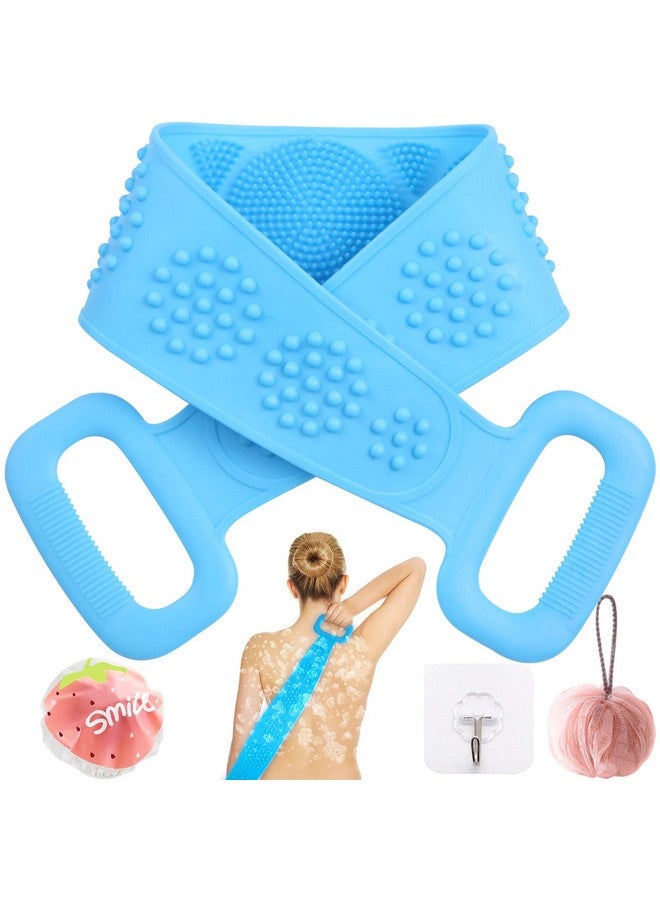 IVAAN Silicone Back Scrubber for Shower,Double-Sided Cleansing-exfoliating Silicone Body Scrubber,Lathers Well Comfortable Massage for Shower Shower Back Scrubber Silicone Body Scrubber (Blue) - Image 1