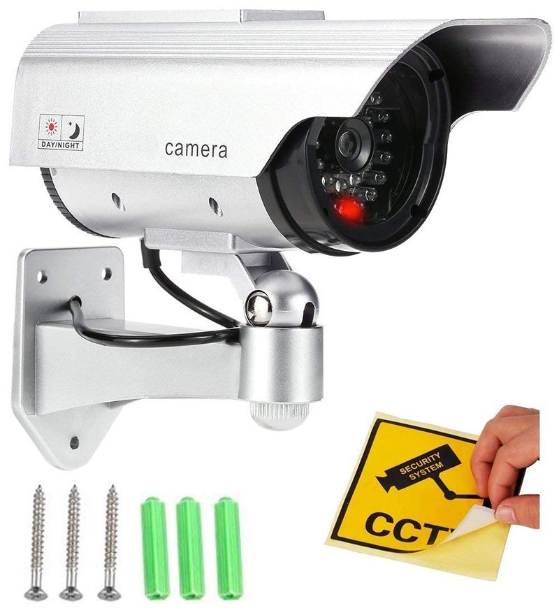HETVIN Fake Security Camera with Flashing LED Light – Outdoor Indoor Dummy Dome Surveillance CCTV Camera – Weatherproof Plastic Housing – Perfect for Home, Office & Garage - Image 1
