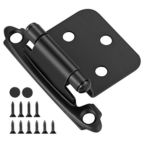 SORGMACH Self Closing Matte Black Kitchen Flush Cabinets Door Hinge 10 Pair 2-1/8" Cabinet Hinges Variable Cupboard Hinges Face Mount 20 Pack - Image 1