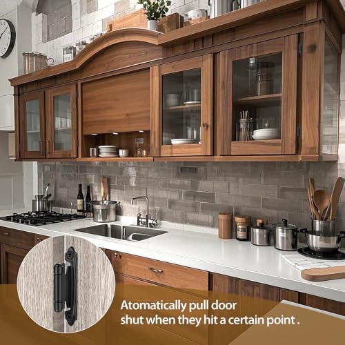 SORGMACH Self Closing Matte Black Kitchen Flush Cabinets Door Hinge 10 Pair 2-1/8" Cabinet Hinges Variable Cupboard Hinges Face Mount 20 Pack - Image 4