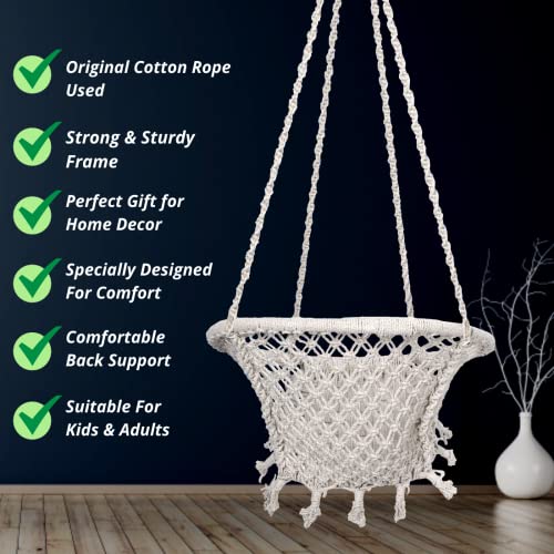 Patiofy Swing for Balcony/Jhula for Adults for Home/Swing Chair for Adults for Home/Hanging Swing Chair for Indoor and Outdoor Without Hanging Kit (White) - Image 5
