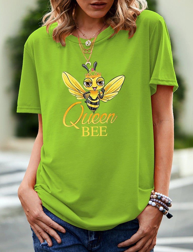 Wish Independent Station Bee Pattern Printed Short Sleeve T-Shirt For Women - Image 5