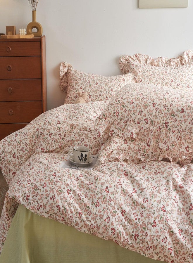 LifeTB Pink Flower Comforter Set Queen Floral Printed Aesthetic Bedding Set Vintage Garden Style Floral Comforter with 2 Pillowcases Girls Cute Flower Botanical Bedding Queen Bed Comforter Set - Image 3
