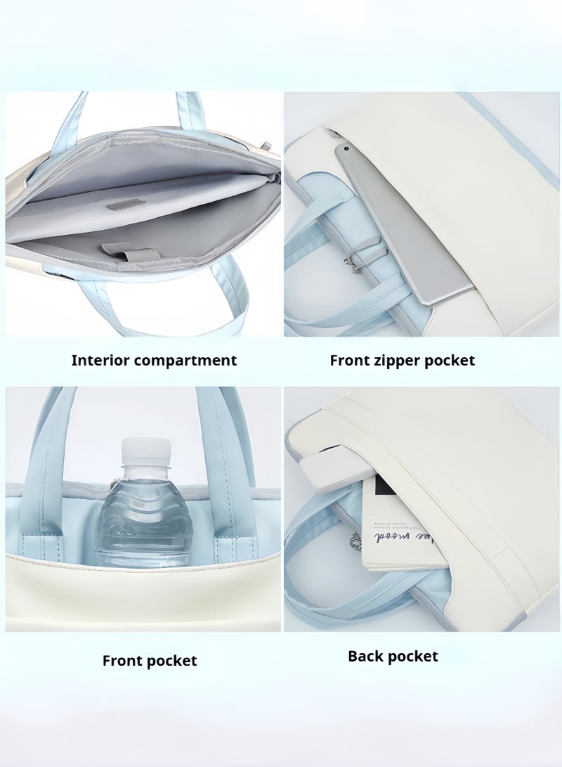 فيساليا حقيبة لابتوب نسائية 14 انش - حقيبة أعمال مضادة للماء خفيفة الوزن - حقيبة كتف وأنيقة للعمل والسفر - باللون الأ - Image 3