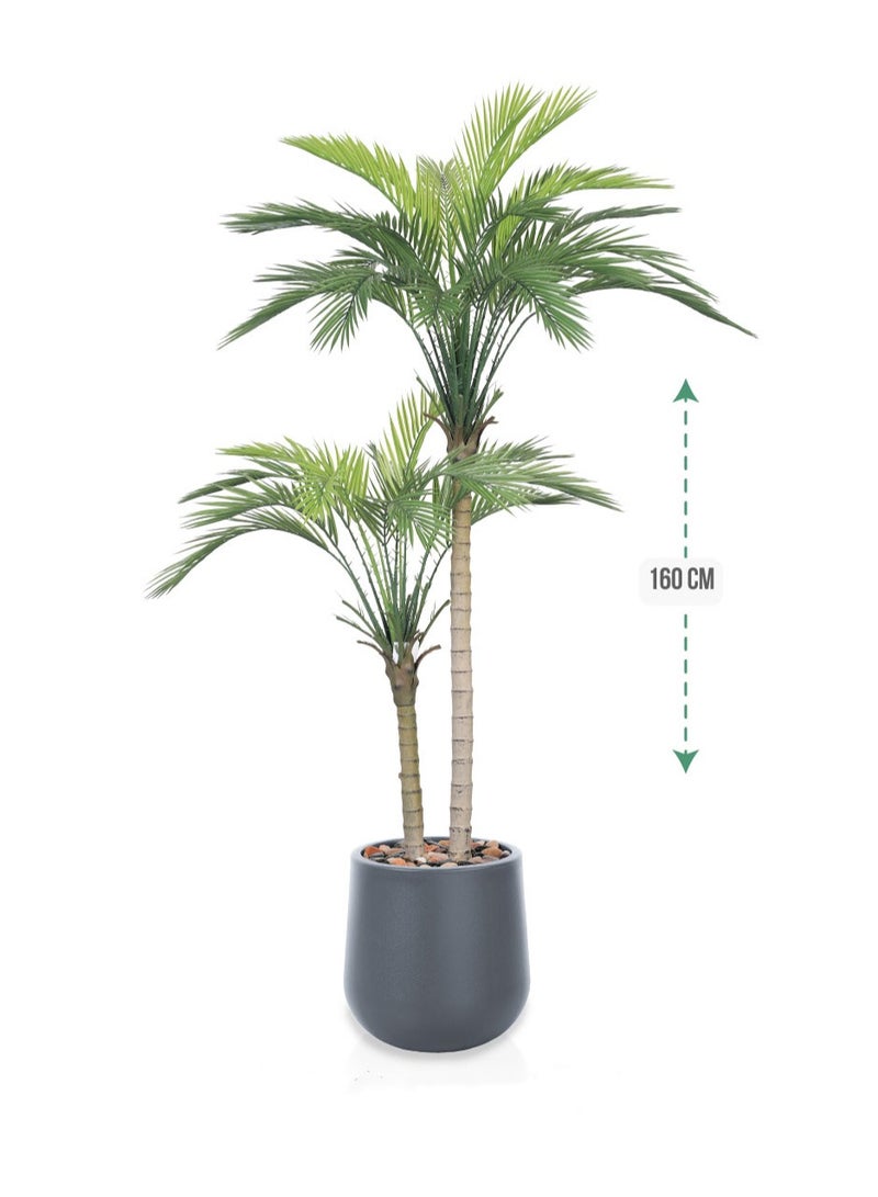 Alrassi Artificial Areca Palm Tree – 160 cm Tall with Lush Green Leaves in a Stylish Pot – Ideal for Gardens, Entrances, and Outdoor Home Spaces - Image 1