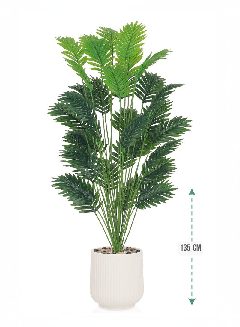 تالا شجرة نخل صناعية فاخرة للزينة مع حوض متين، 36 ورقة، بإرتفاع 135 سم, مثالية لتزيين المنازل والمكاتب - Image 1