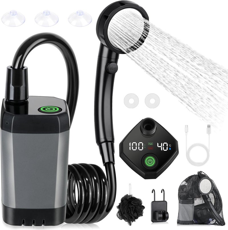 Spopal Portable Shower for Camping - 6000mAh Rechargeable with LED Display, 4 Spray Modes, IPX7 Waterproof - Image 1