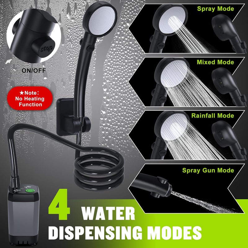 Spopal Portable Shower for Camping - 6000mAh Rechargeable with LED Display, 4 Spray Modes, IPX7 Waterproof - Image 4