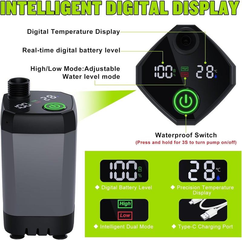 Spopal Portable Shower for Camping - 6000mAh Rechargeable with LED Display, 4 Spray Modes, IPX7 Waterproof - Image 5