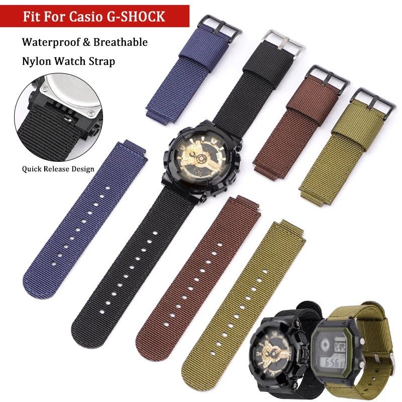 Bluejw 16mm 18mm Nylon Canvas Watch Band Strap Replacement for Casio GA2100 GA110 GM110 GM2100 GA900 AQ-S810 5600 Series - Image 3
