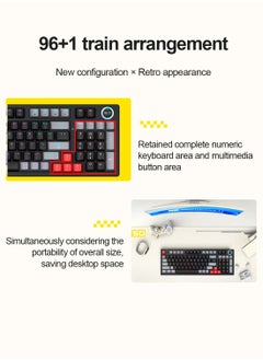 T-WOLF T50 Wired Gaming Keyboard, 97 Keys Blue Switch Mechanical Keyboard with Rgb Backlit and Multimedia Knob Black Red  - Image 4