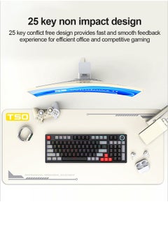 T-WOLF T50 Wired Gaming Keyboard, 97 Keys Blue Switch Mechanical Keyboard with Rgb Backlit and Multimedia Knob Black Red  - Image 5