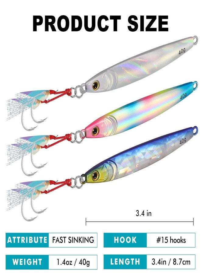 TRUSCEND طُعم صيد معدني من TRUSCEND، وزن 40 غرام، مصقول يدويًا بالكامل، يُستخدم للصيد العمودي/الرمي، مناسب لصيد سمك الولاي، القاروص، الماكريل، الكراكي، التونة، السلمون، والهامور، طُعم صيد للمياه المالحة والعذبة، طُعم صيد أعماق البحار. - Image 2