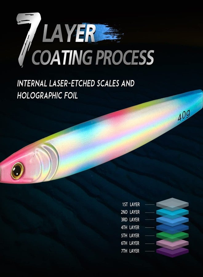 TRUSCEND طُعم صيد معدني من TRUSCEND، وزن 40 غرام، مصقول يدويًا بالكامل، يُستخدم للصيد العمودي/الرمي، مناسب لصيد سمك الولاي، القاروص، الماكريل، الكراكي، التونة، السلمون، والهامور، طُعم صيد للمياه المالحة والعذبة، طُعم صيد أعماق البحار. - Image 4