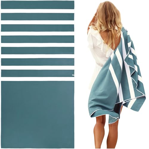 SummerSand Microfiber Beach Towel - Quick Dry, Sand Free - Compact and Lightweight for Travel - Recycled Materials - Travel Bag Included - Large Microfiber Towel (63x31.5in – Ocean Green) - Image 1