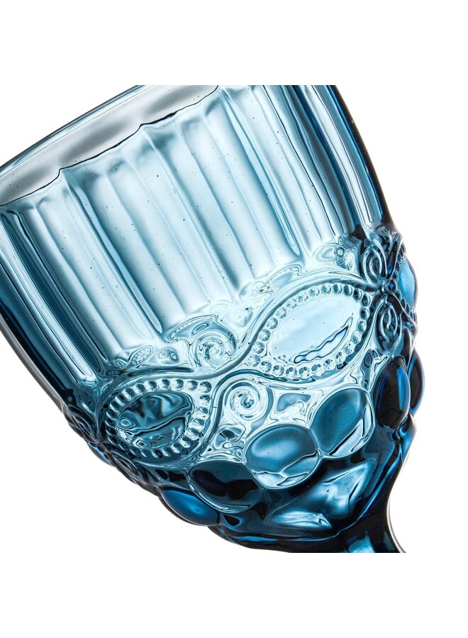 6PCS Vintage Wine Glasses, 10 oz Colored Glass Goblet with Stem, Diamond Design Embossed Glassware for Baby Shower, Wedding, Party, Holiday - Image 5