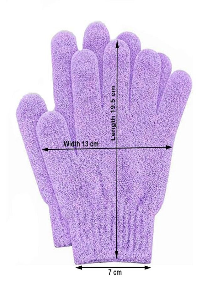 INOVERA (LABEL) Exfoliating Bathing Hand Gloves for Womens & Mens - Dead Skin Body Scrubbing,dual-Sided Cleaning Bath Glove (Purple -1 pair) - Image 1