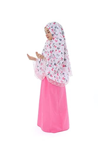 Elanesa  Girls Prayer Set for Muslim, Two Pieces Islamic Prayer Dress for Kids (977, 10-11, White) - Image 2