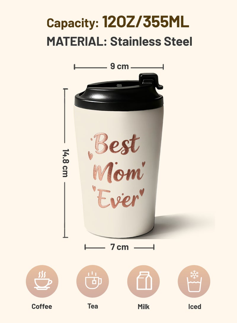GALADUNE 12oz Insulated Stainless Steel Coffee Mug, Leak-Proof Travel Cup with Golden English Phrase Design, Mother's Day, Anniversary & Birthday Gift for Mom - Image 4
