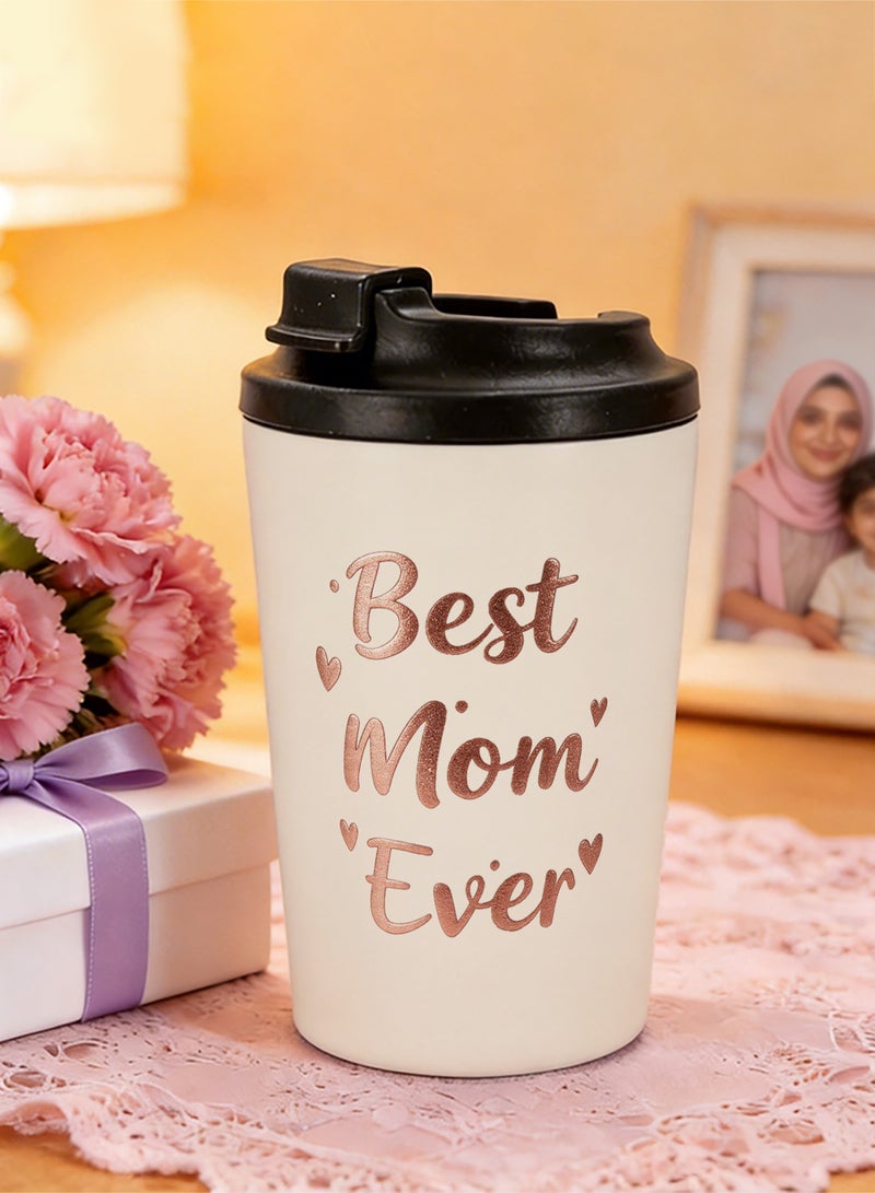 GALADUNE 12oz Insulated Stainless Steel Coffee Mug, Leak-Proof Travel Cup with Golden English Phrase Design, Mother's Day, Anniversary & Birthday Gift for Mom - Image 1