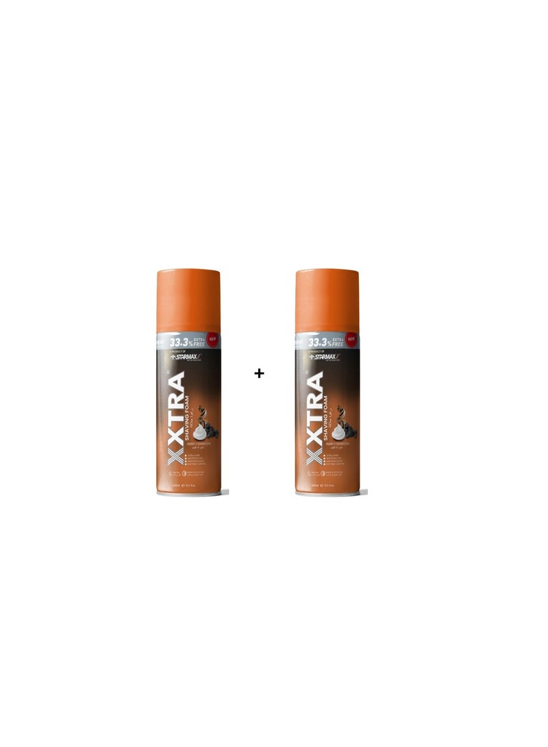 XXTRA Shaving Foam Oudh + Charcoal , 400ml, Pack of 2- SSF000C