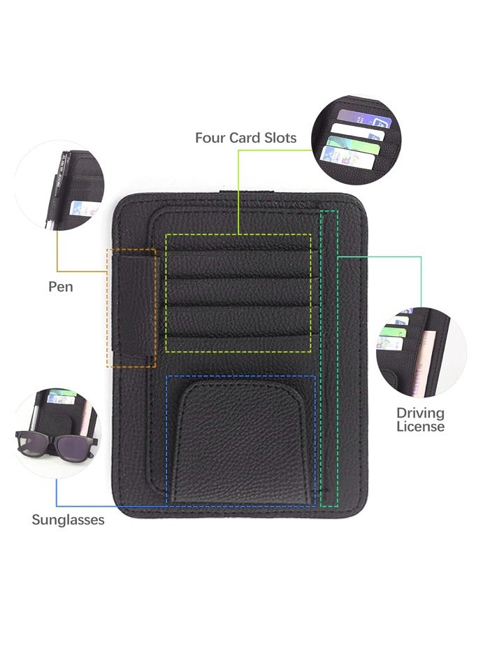 منظم واقي الشمس للسيارة من الجلد الصغير، مثالي لواقيات الشمس في السيارات والشاحنات، يحمل البطاقات والنظارات الشمسية والمستندات الأساسية، أحمر - Image 3