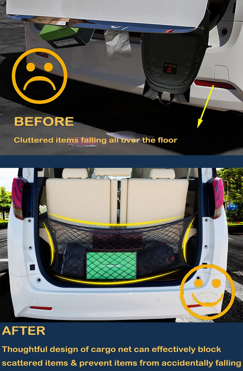 Omocyra Envelope Style Cargo Trunk Net Compatible with Ford Explorer Base ST XLT New 2025 2024 2023 2022 2021 2020 2019 2018 2017 2016 2015 2014 2013 2012 2011 Car Rear Nylon Mesh Tailgate Netting - Image 5