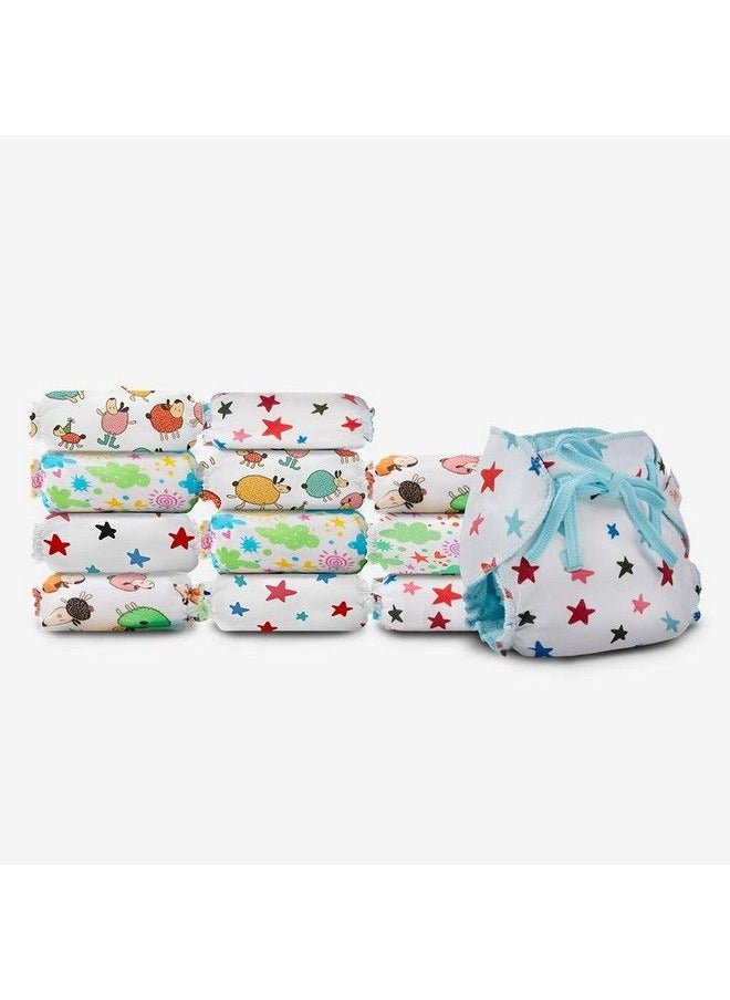 Superbottoms Dry Feel Langotpack Of 12 Organic Cotton Padded Baby Nappy Langot With Gentle Elastics & A Superdryfeel Layer On Top (Size 2 (Fits 510 Kg) Printed)  - Image 1