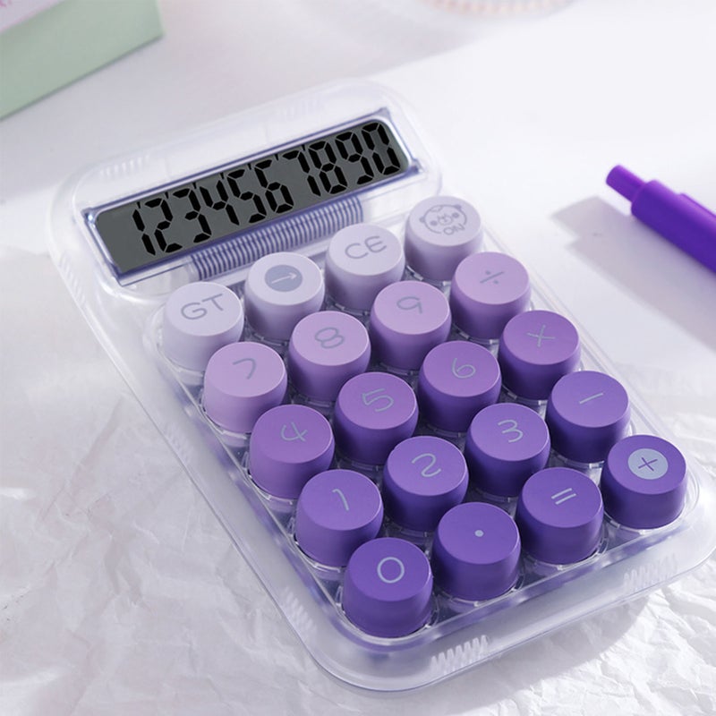 Cute Desktop Calculator Mechanical Clear Digital Display Simple Basic Desk Calculators for Business Office Supplies Purple - Image 5