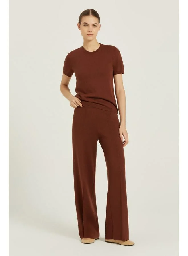 Mısırlı 1951 Brown Rib Detail Women's Pants