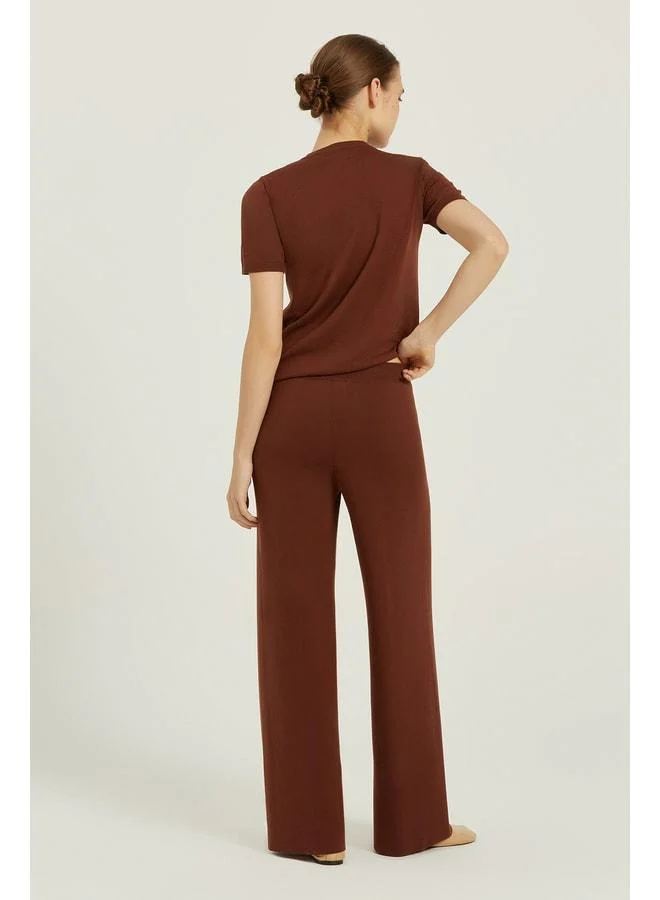 Mısırlı 1951 Brown Rib Detail Women's Pants