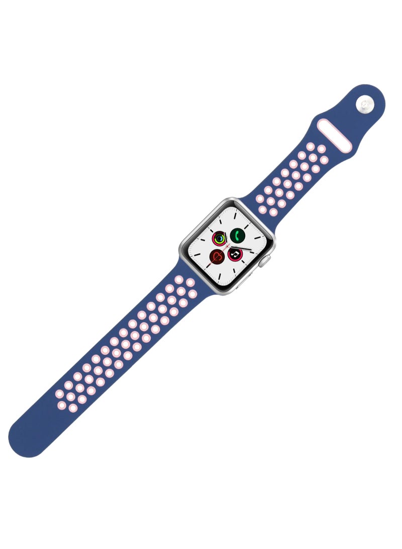 Perfii Dot Pattern Replacement Band For Apple iWatch Series 5/4/3/2/1 38-40mm Ocean Blue/Pink - Image 2
