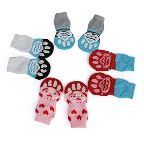 Secret Desire 4Pcs Pet Dog Floor Grip Socks - Non-Slip Protector Shoes Boots L Red - Image 1