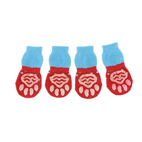 Secret Desire 4Pcs Pet Dog Floor Grip Socks - Non-Slip Protector Shoes Boots L Red - Image 5