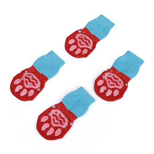 Secret Desire 4Pcs Pet Dog Floor Grip Socks - Non-Slip Protector Shoes Boots L Red - Image 3